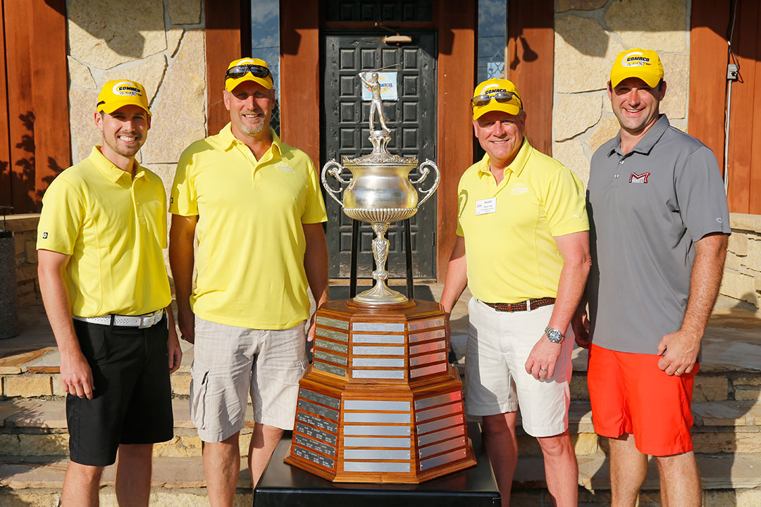 Mapleton Champions - Craig Endahl of PACE Manufacturing, Inc., Chris Brown of Asphalt Concrete Equipment & Supplies, Randy Held of Road Builders Machinery & Supply Company, and Brian Manatt of Manatt’s, Inc.
