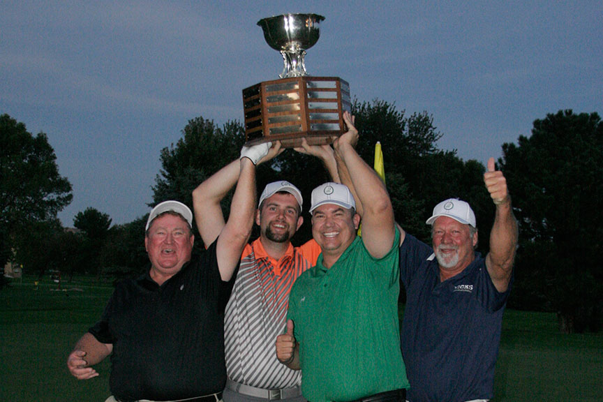 Grand & Mapleton Champions - Jim Hayward of GOMACO Corporation, Richard Michael of Turner-Michael Construction Co., Andru Small  of Terry Equipment, and Larry Berg of Wicks Construction