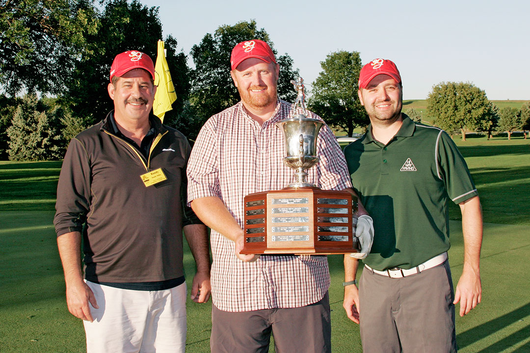 2018 Contractors' Shoot-Out Champions - Randy Miller of Iowa Contracting, Cody Preston of Geneva Rock Products, Inc., and Dustin Keith of Hi-Way Paving, Inc.