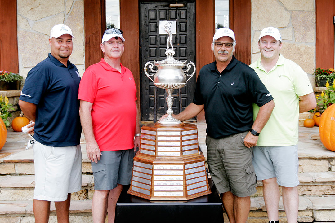 2018 Mapleton Champions - Pascual Espinoza of Wyco Tool Company, Richard Coogan of Complete General Construction, Aaron Venz of Wheeler Machinery Co., and Robby Anderson of Scot Industries