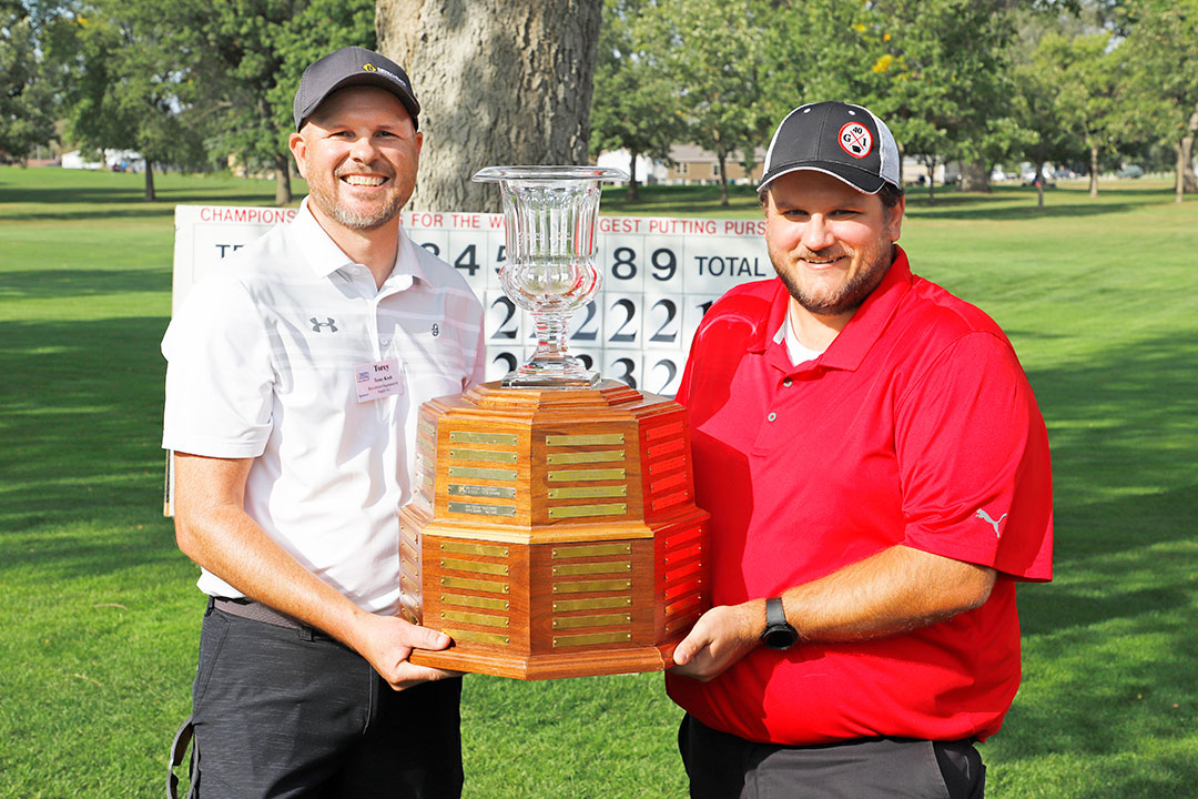 2023 Putting Champions - Torey Koch of Bierschbach Equipment & Supply Co., and Tom Farr of GOMACO