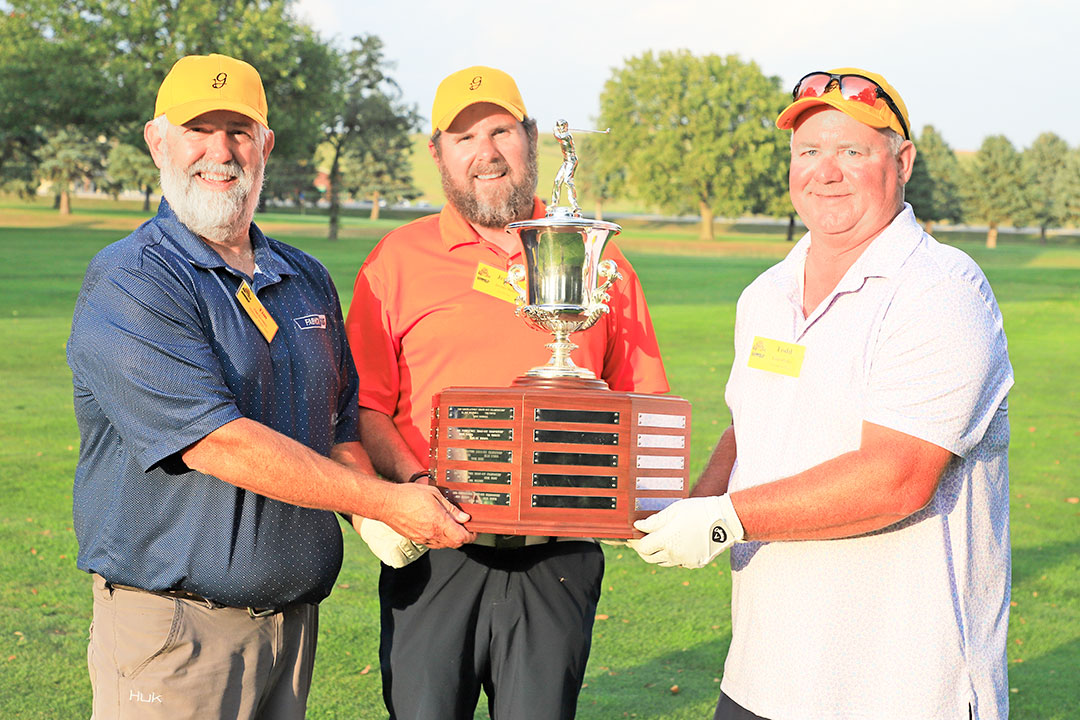 2025 Contractors' Shoot-Out Champions - Tim Grethey of Millstone Weber, LLC, Jeremy Bahe of Croell, Inc., and Todd Horky of Concrete Plus
