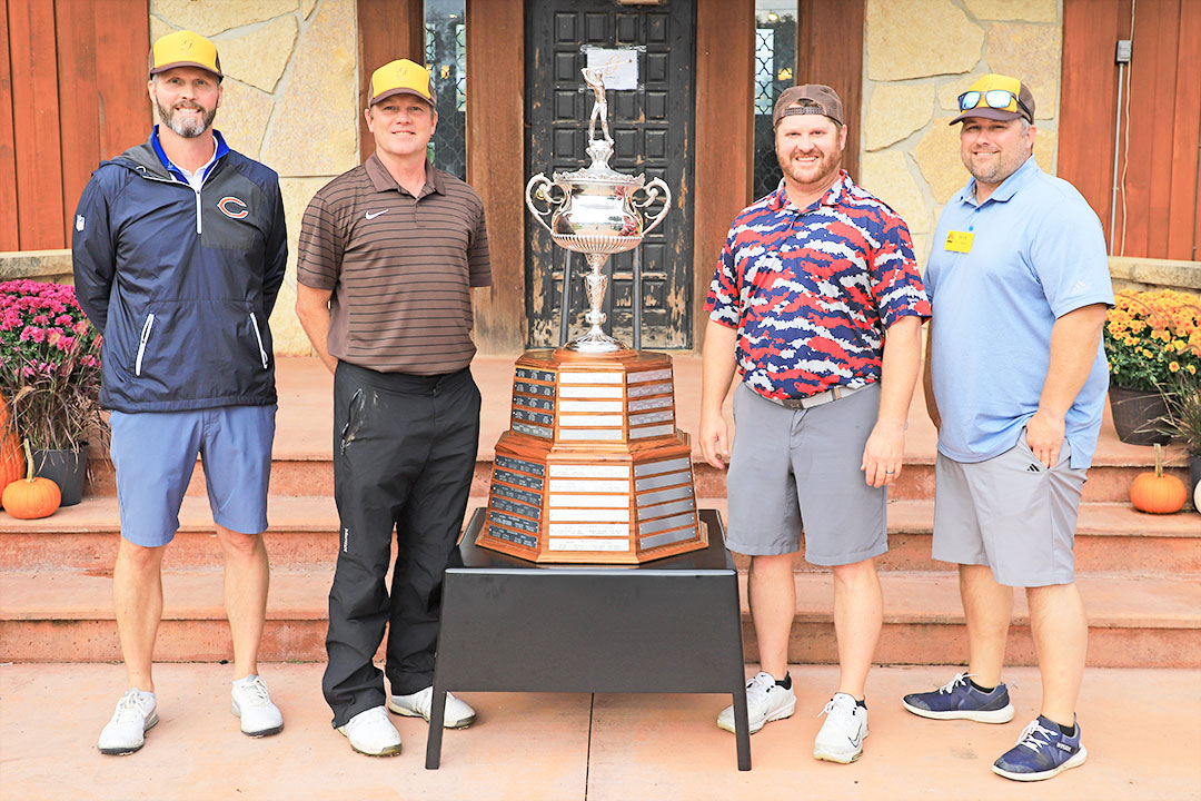 2025 Holstein Champions - Ryan Hanson of Endeavor Business Media, David Barthel of Faris Machinery, Joe Schmidtlein of the Rasmussen Group, and Drew Roberts of Absolute Concrete Construction