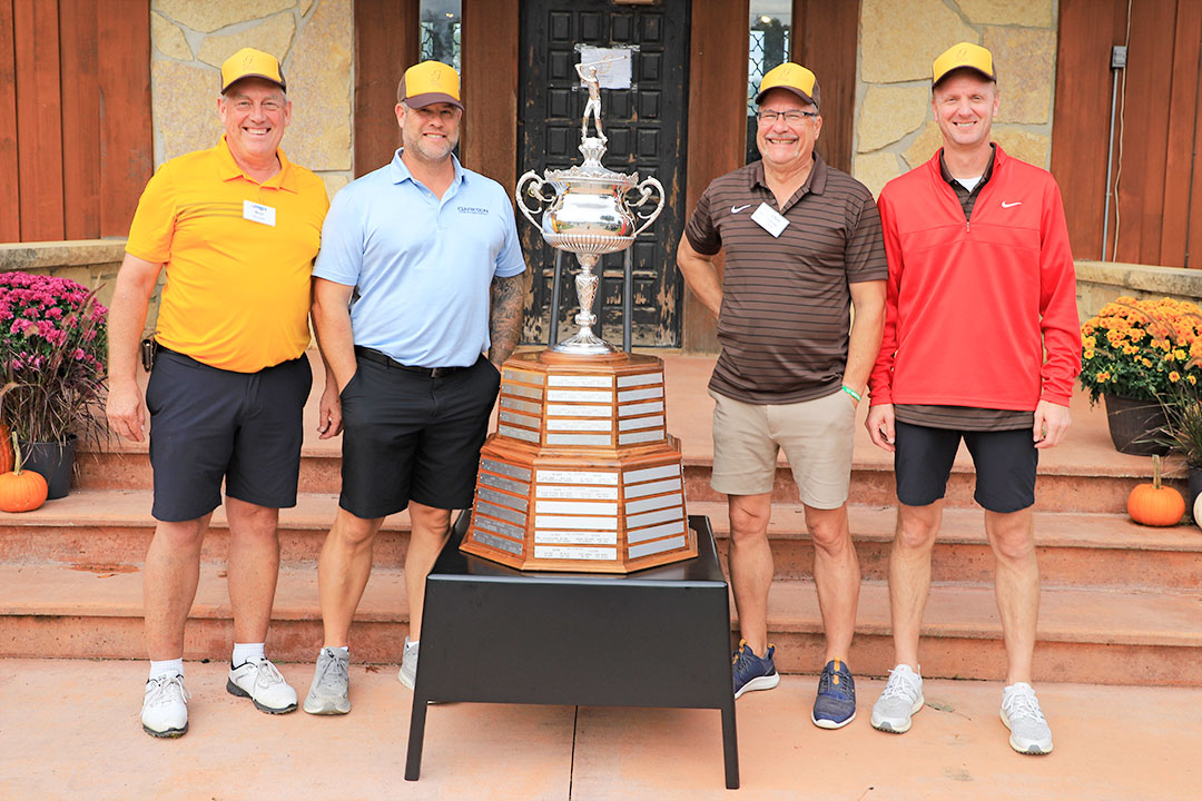 2025 Ida Grove Scramble Champions - Brad Zobel of GOMACO, Brad Pohlmeier of Clarkson Construction Co., Chris Kipp of Murr Inc., and Kevin Van Den Top of State Steel Supply Company