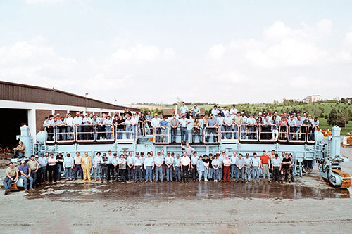 Assembly of the first GOMACO GP-4000 paver wrapped up the week of May 10, 1993