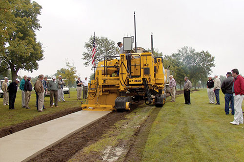 First golf cart path slipformed without stringline in Ida Grove, Iowa