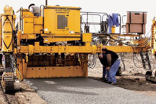 Pervious concrete test pour with four-track GT-6300