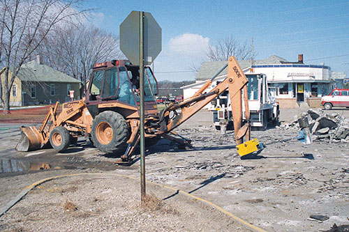 Prototype backhoe-mounted breaker